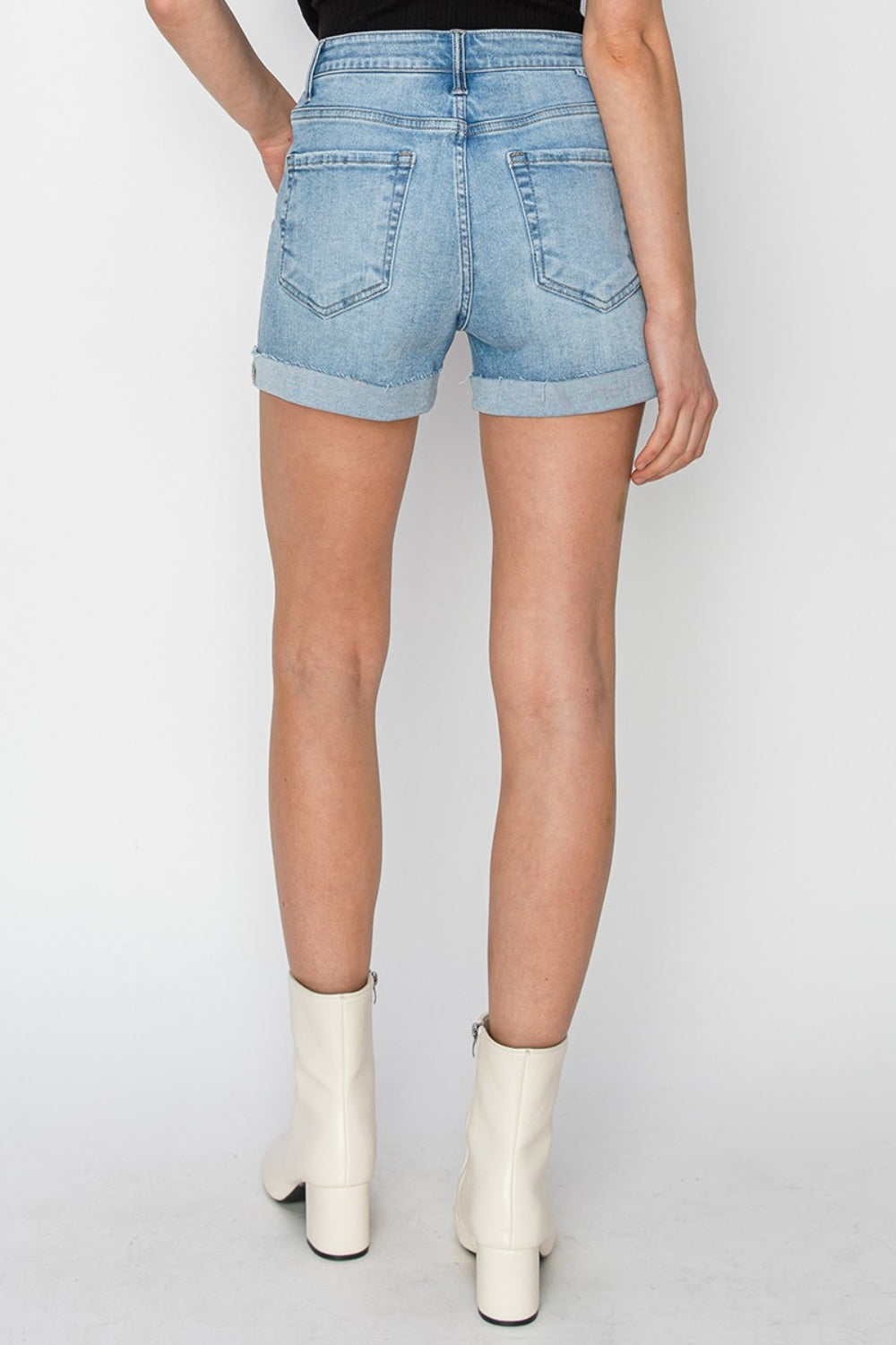 Distressed Waist Denim Shorts