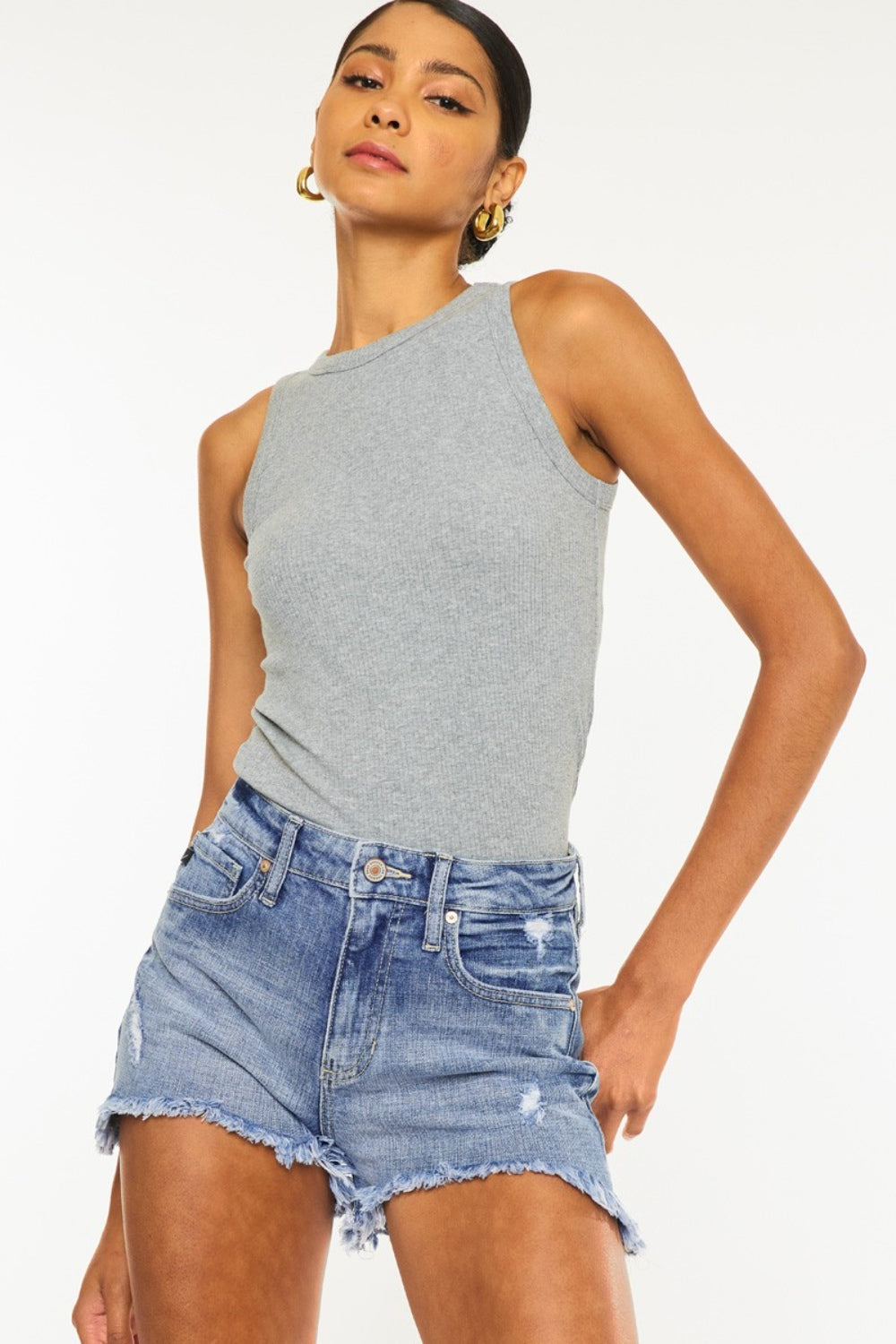 Distressed Denim Shorts