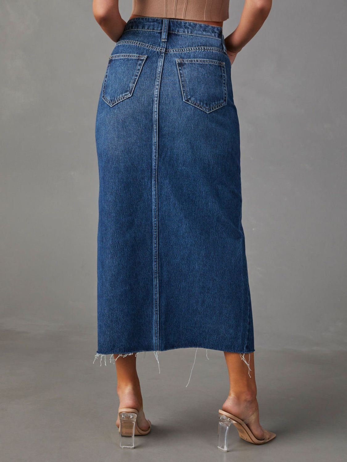 Slit Midi Denim Skirt