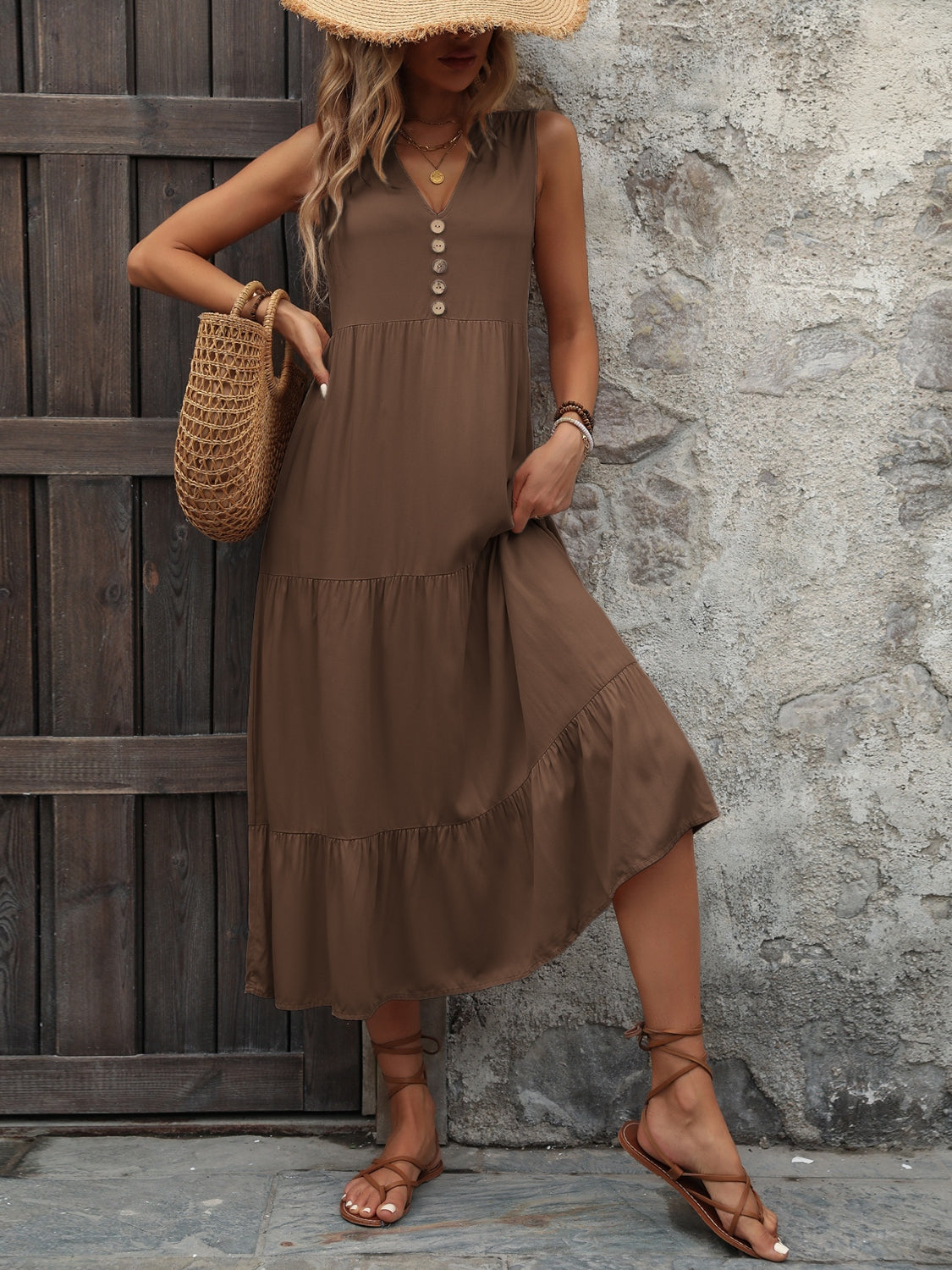 Button Notched Dress