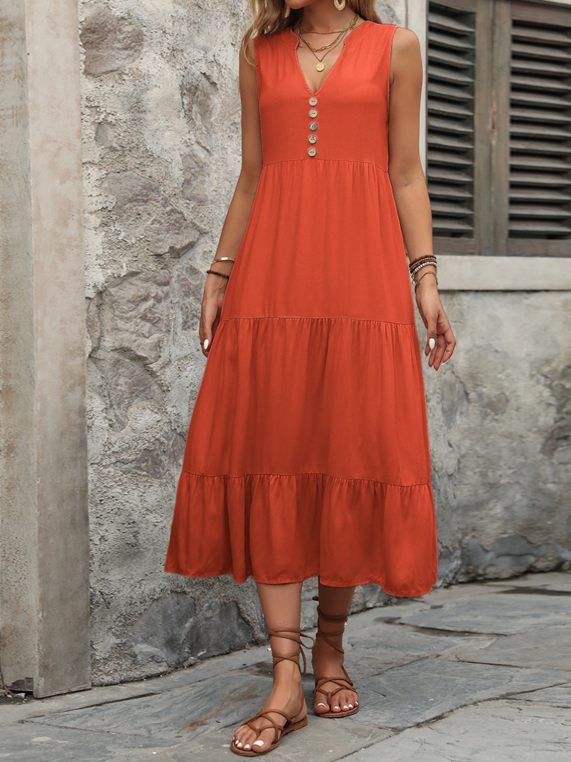 Button Notched Dress