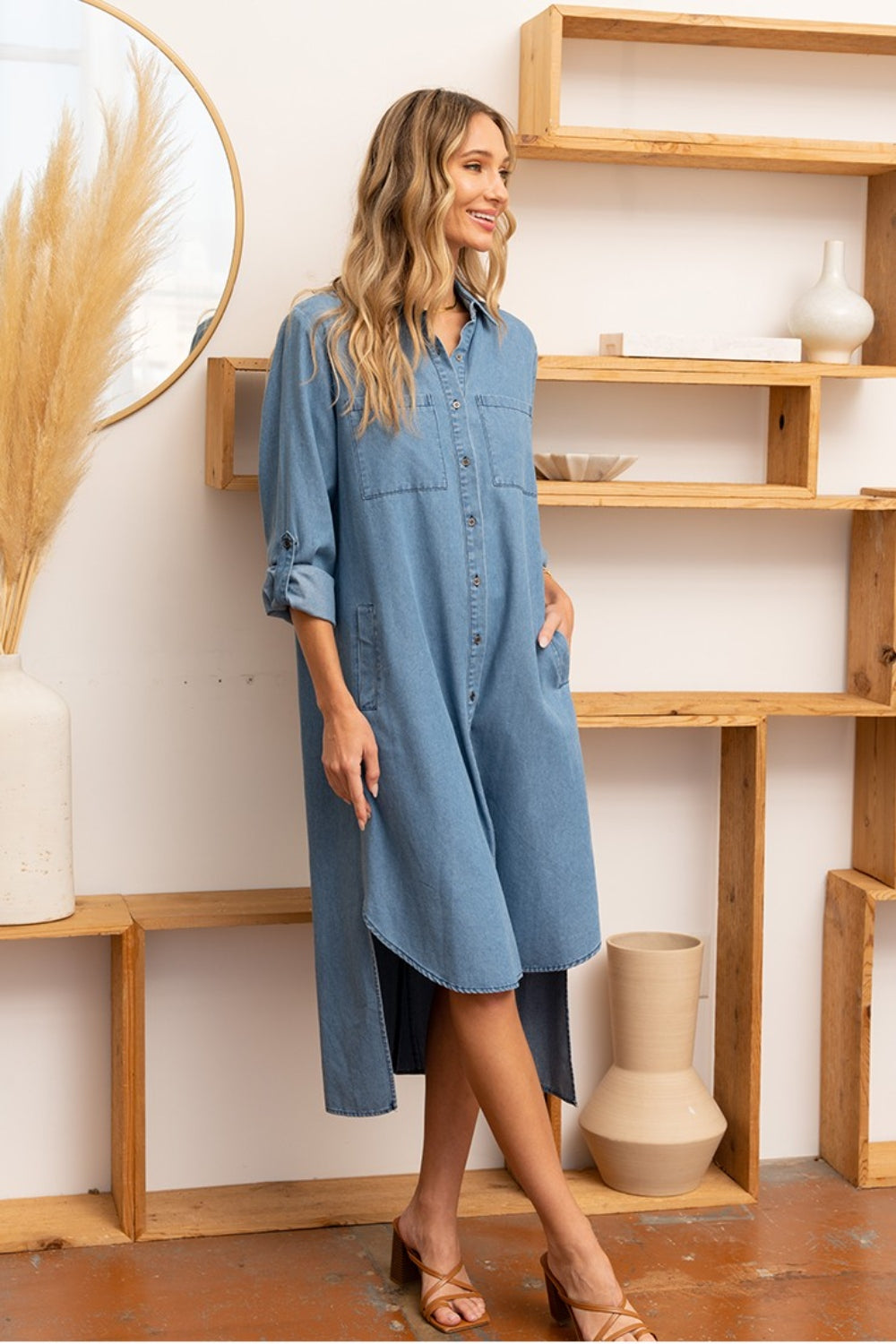Button Up Denim Dress