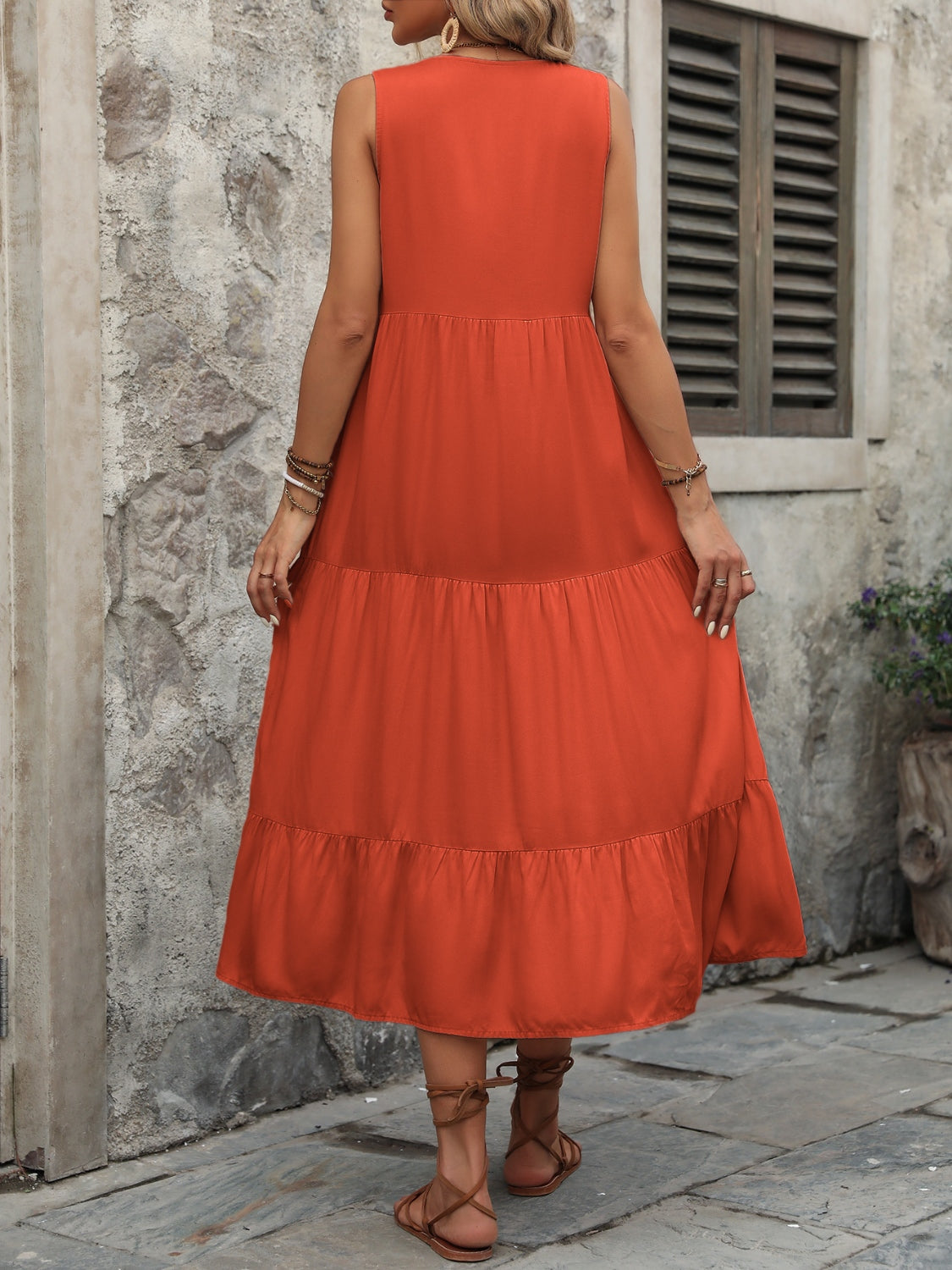 Button Notched Dress