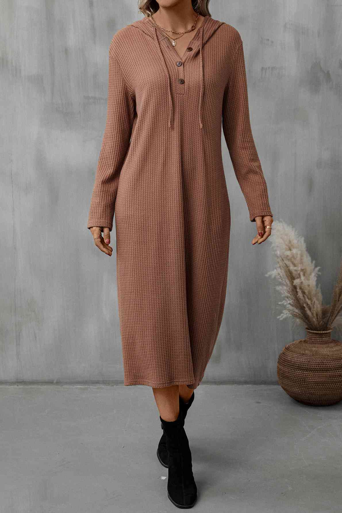 Buttoned Hooded Dress
