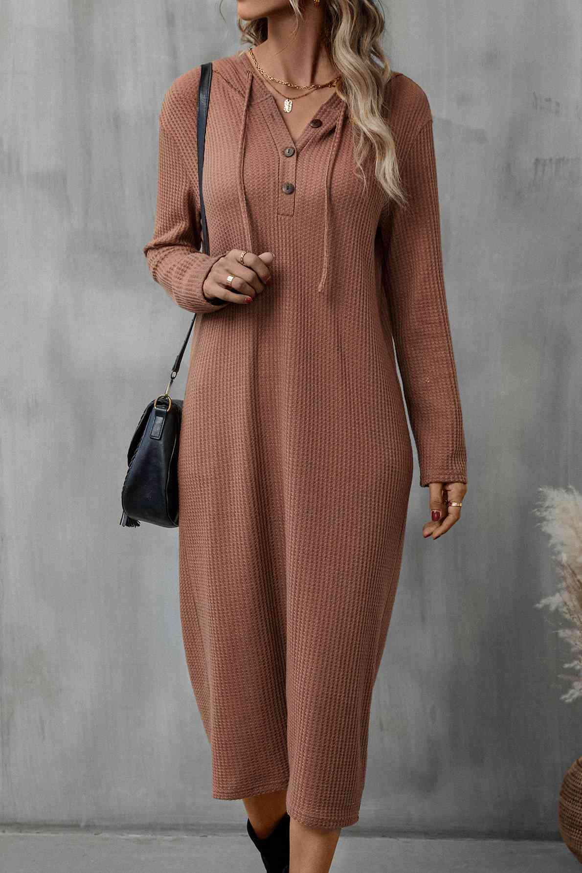 Buttoned Hooded Dress