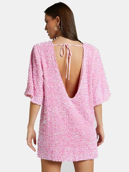Sequin Tie Back Dress