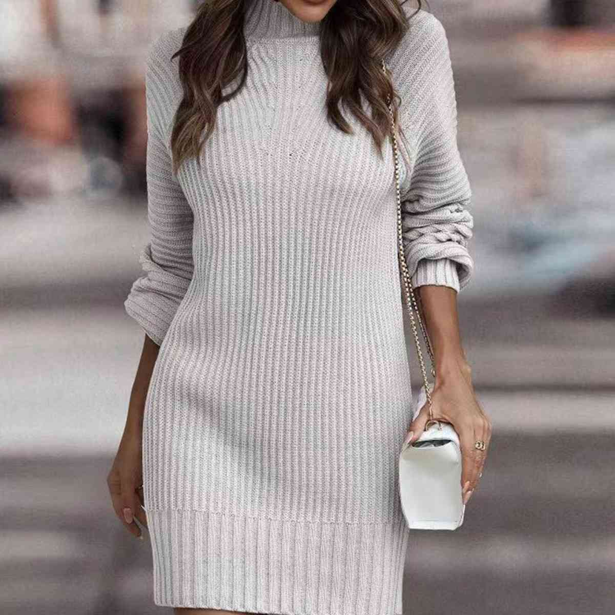 Lantern Sleeve Sweater Dress