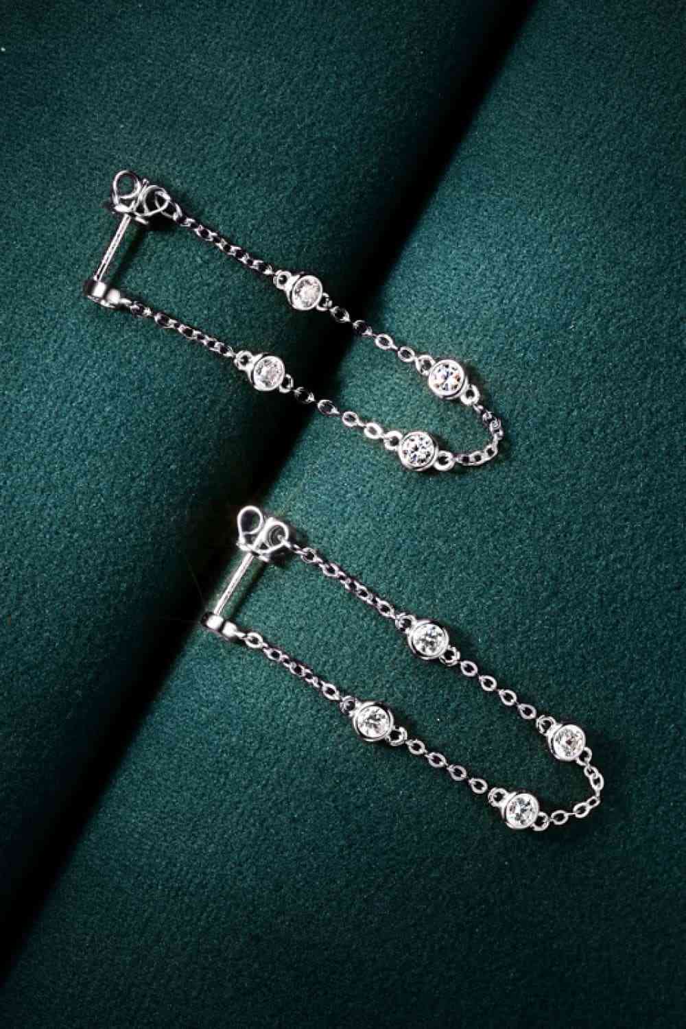 1 Carat Moissanite 925 Chain Earrings Chain Earrings