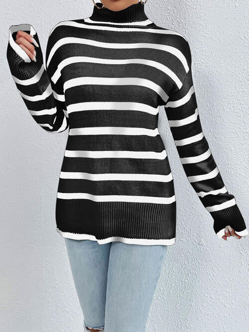 Striped Turtleneck Sweater