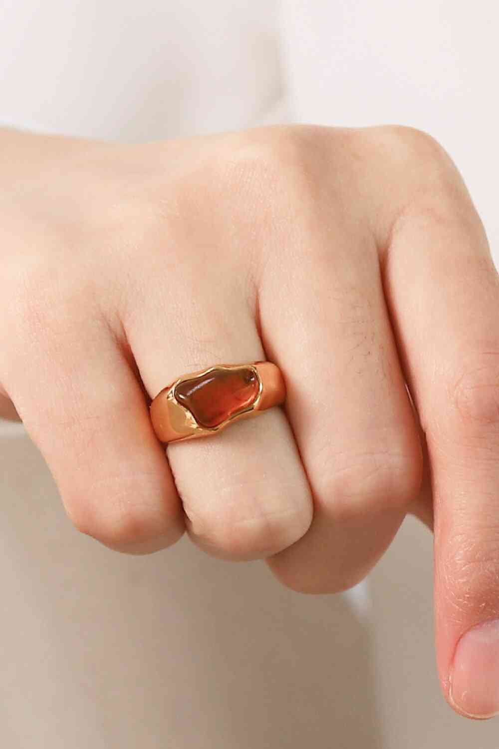 Natural Stone Stainless Steel Ring