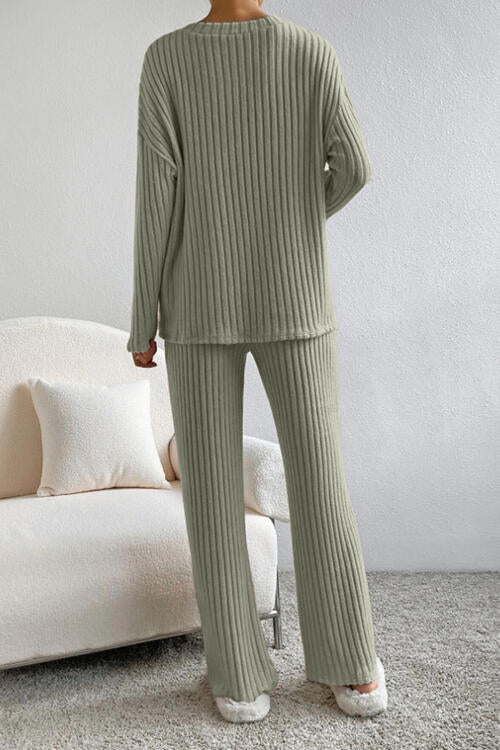 V-Neck Top and Pants Set