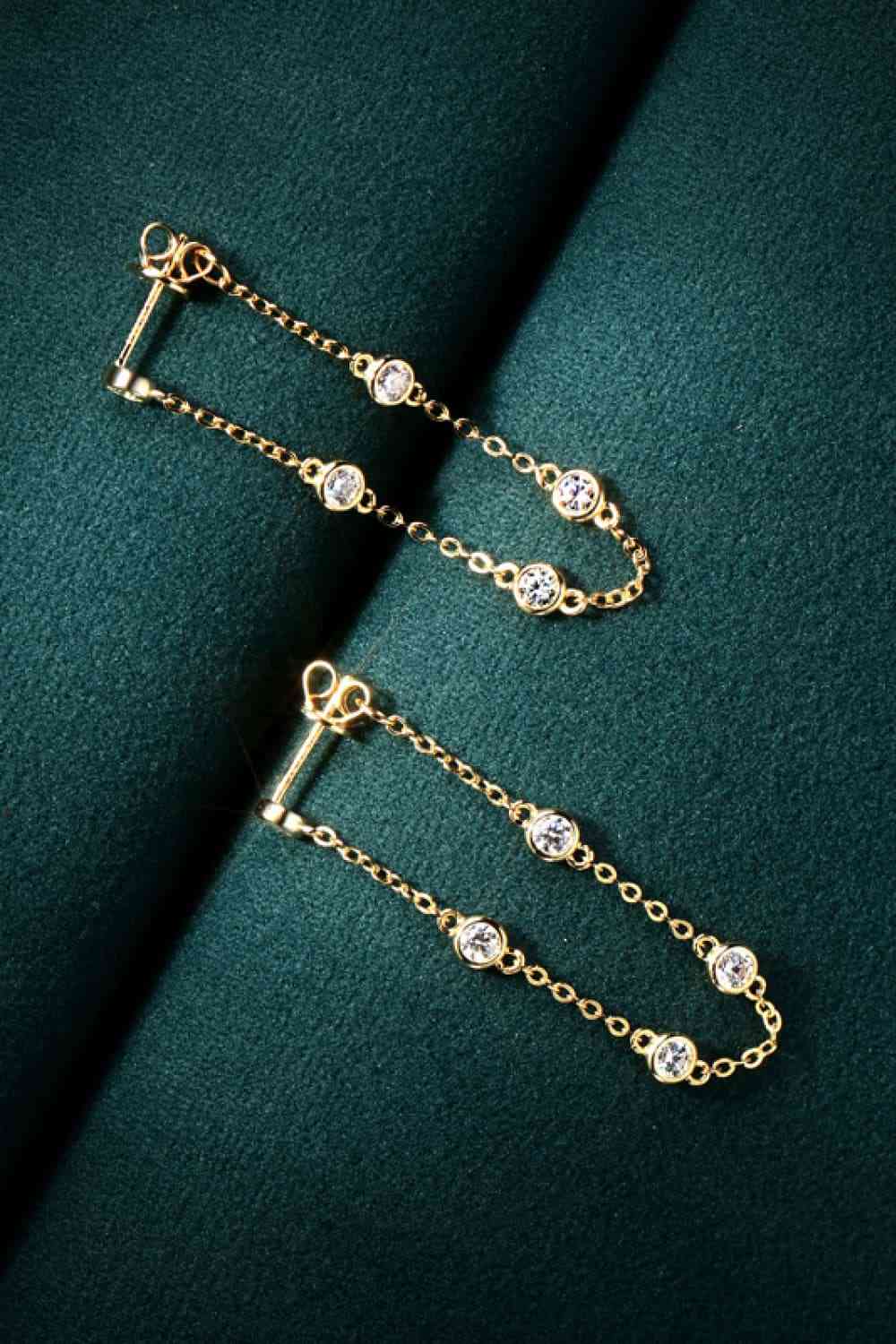 1 Carat Moissanite 925 Chain Earrings Chain Earrings