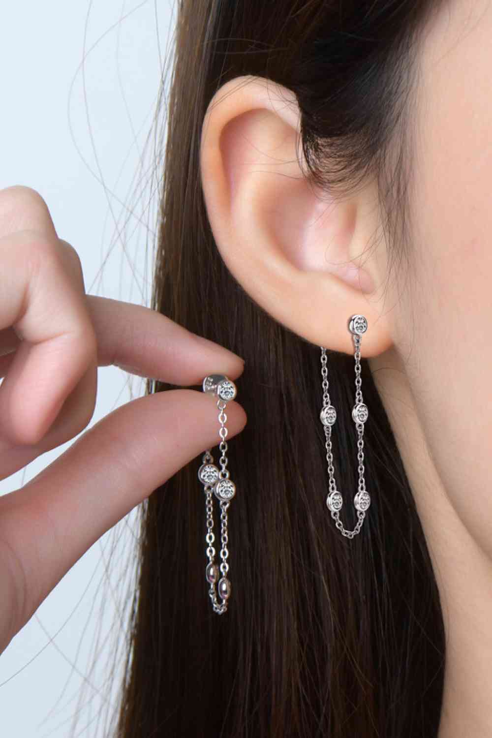 1 Carat Moissanite 925 Chain Earrings Chain Earrings