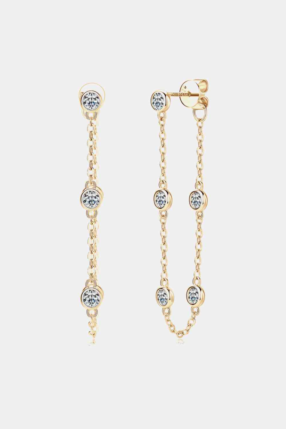 1 Carat Moissanite 925 Chain Earrings Chain Earrings