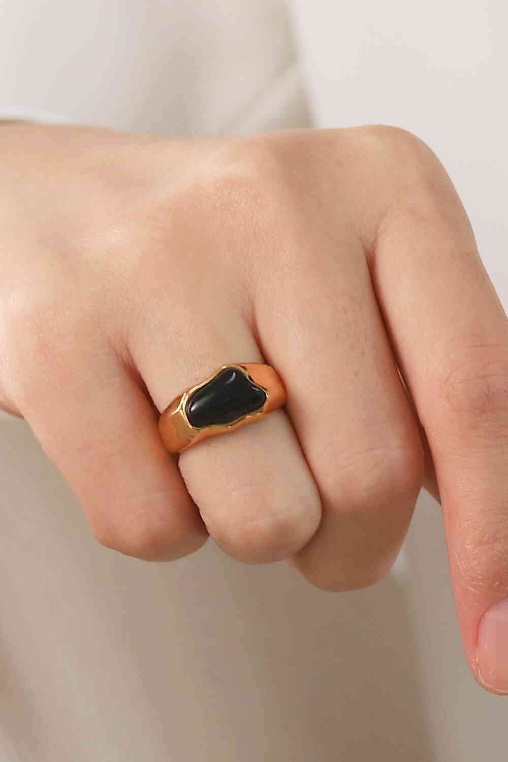 Natural Stone Stainless Steel Ring