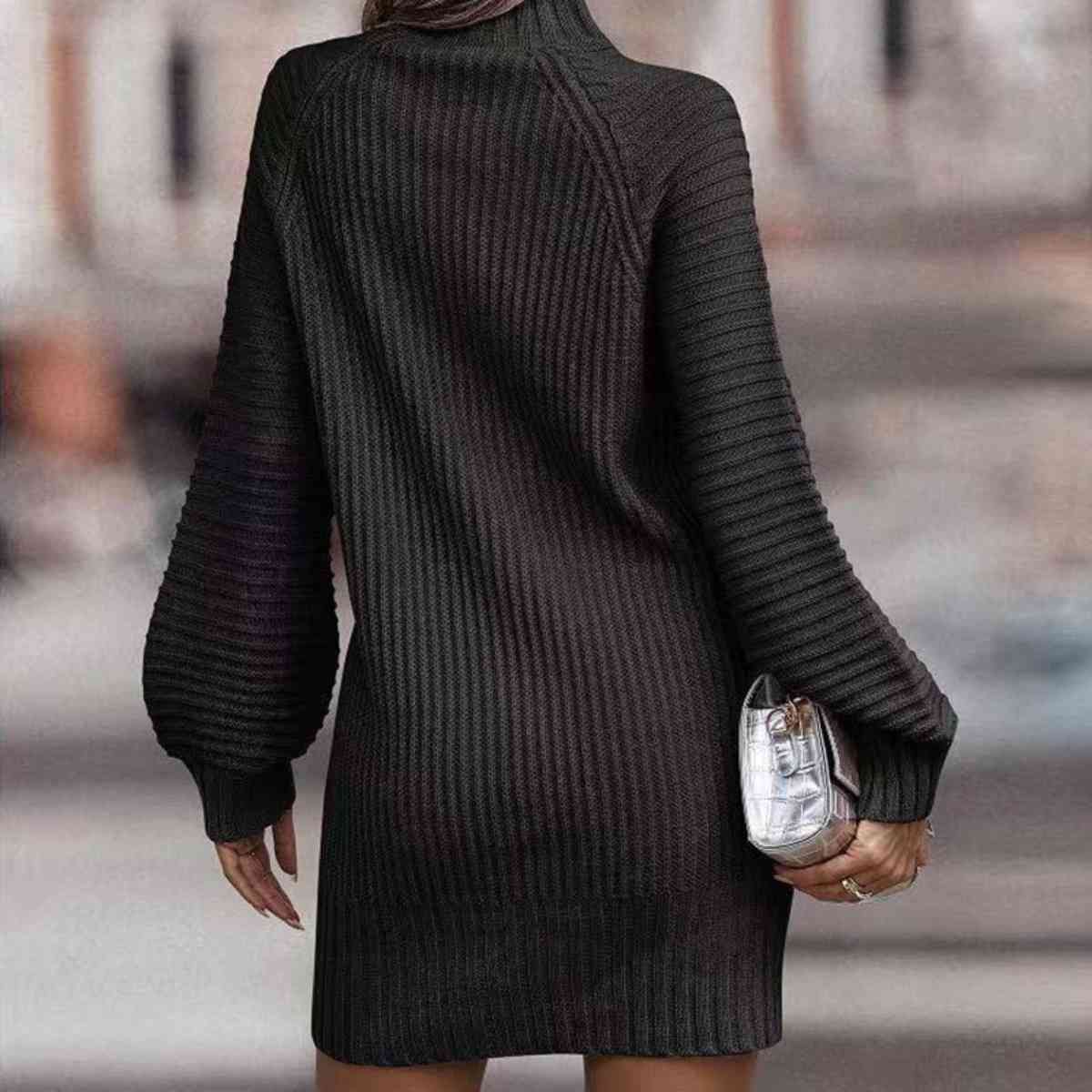 Lantern Sleeve Sweater Dress