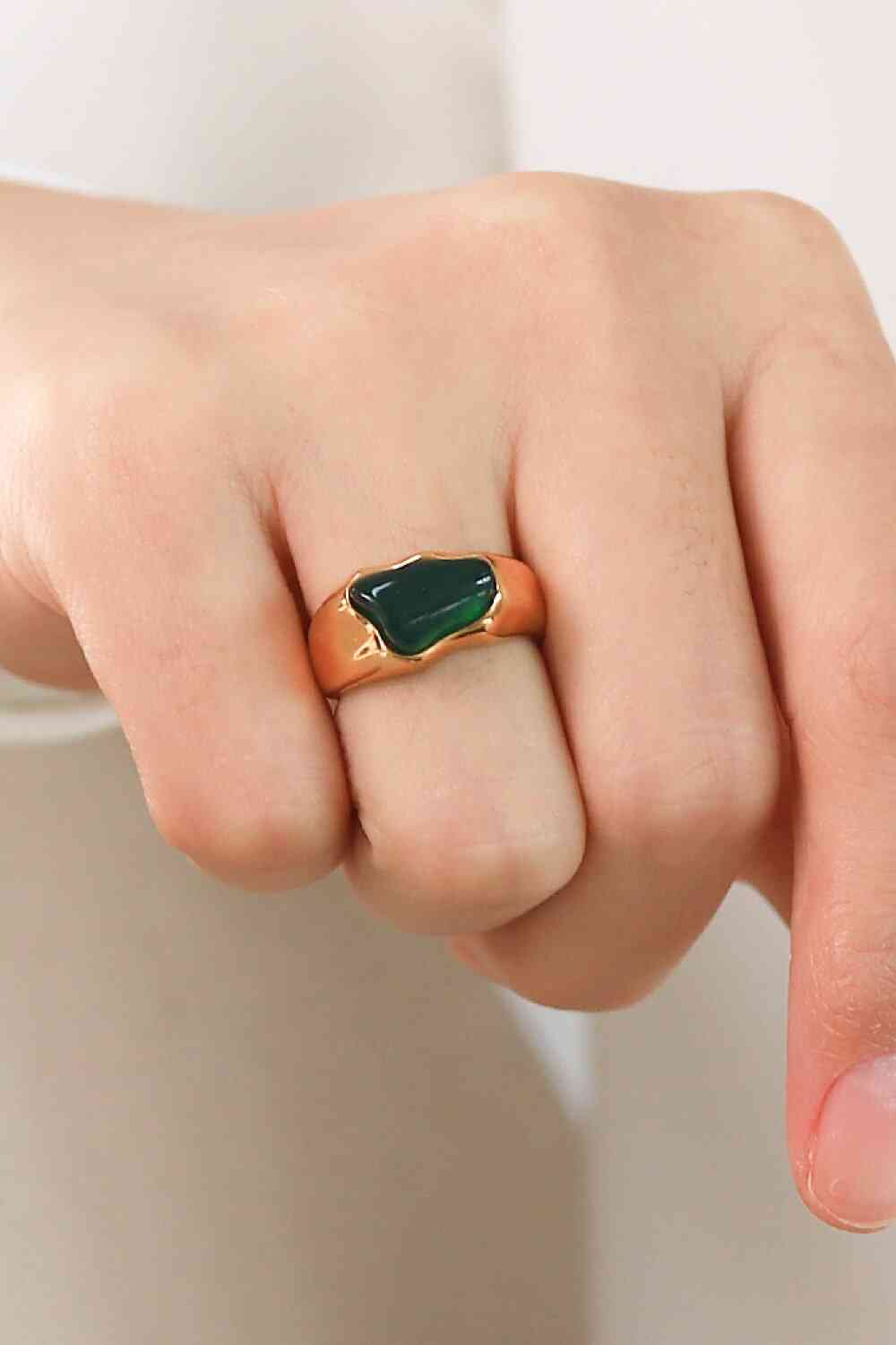 Natural Stone Stainless Steel Ring