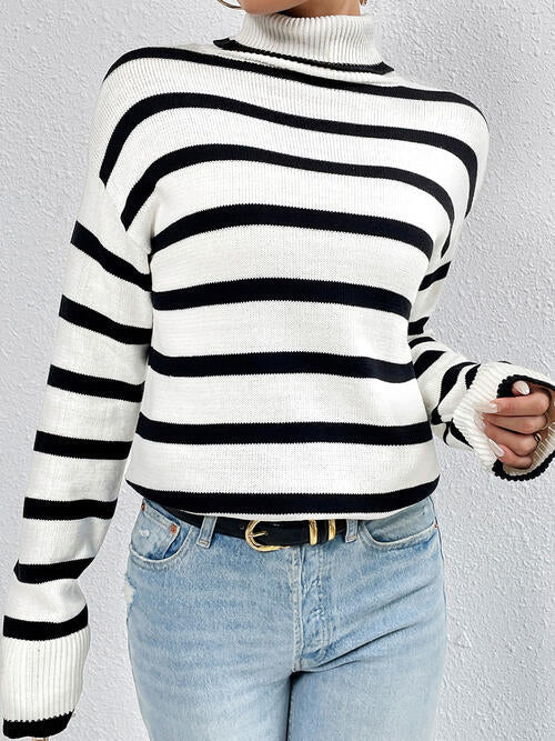 Striped Turtleneck Sweater