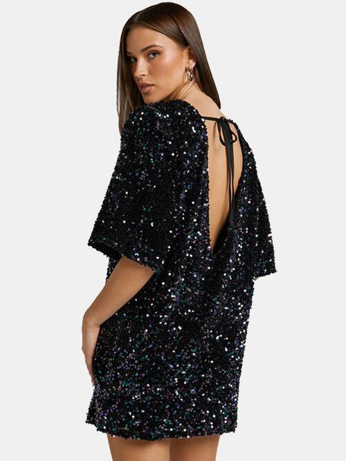 Sequin Tie Back Dress