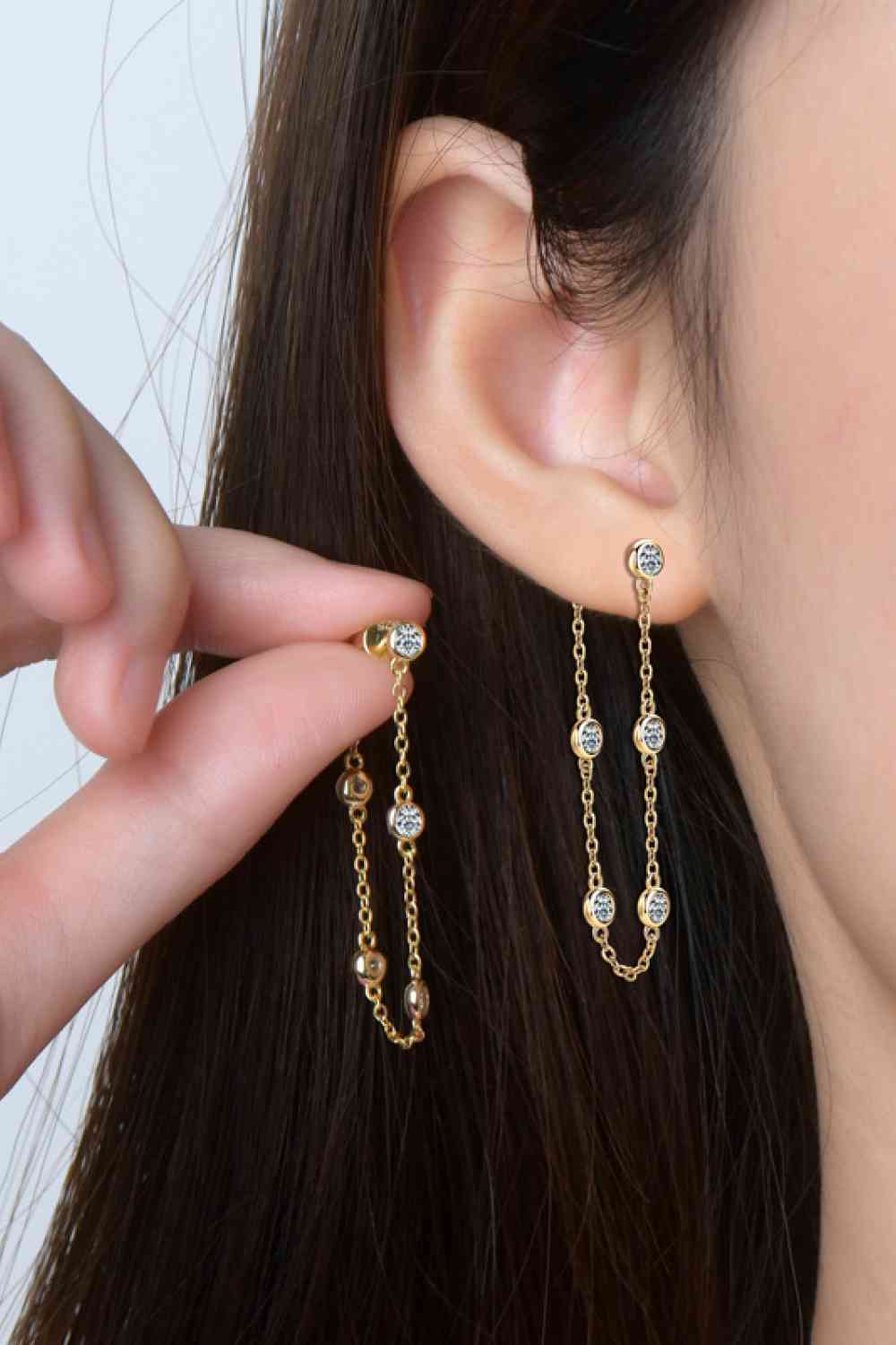 1 Carat Moissanite 925 Chain Earrings Chain Earrings