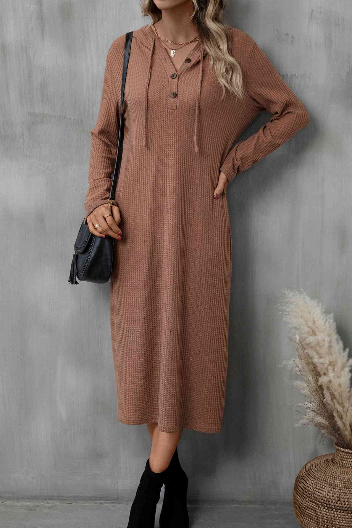 Buttoned Hooded Dress