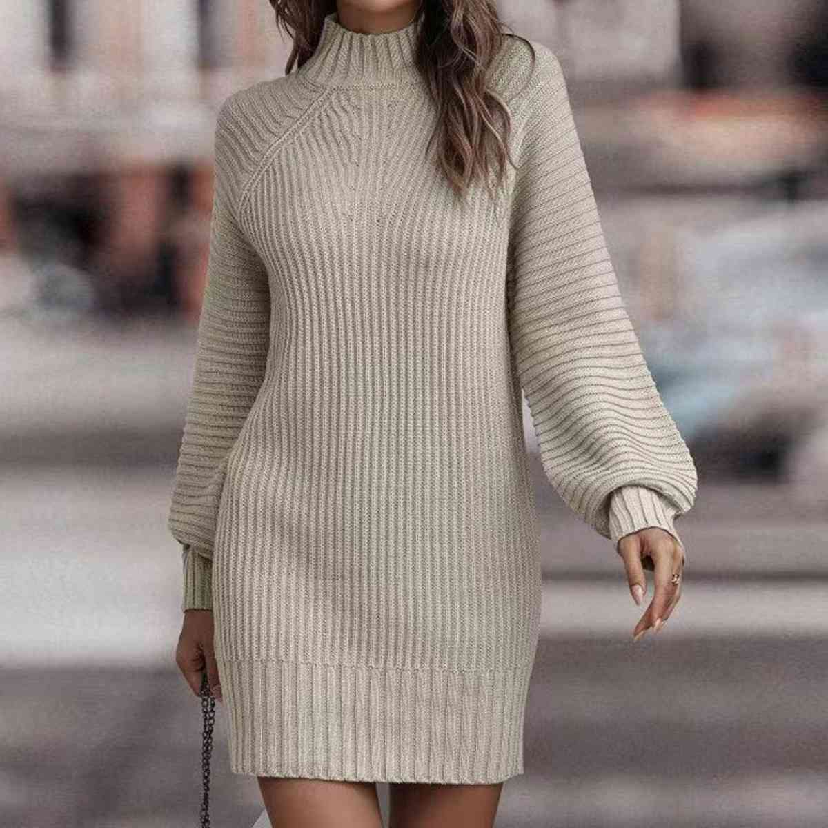 Lantern Sleeve Sweater Dress