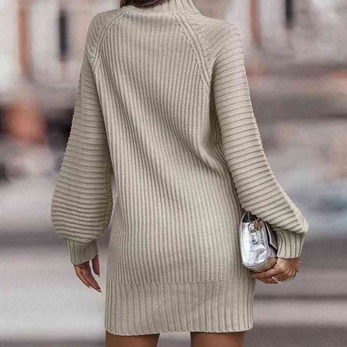 Lantern Sleeve Sweater Dress