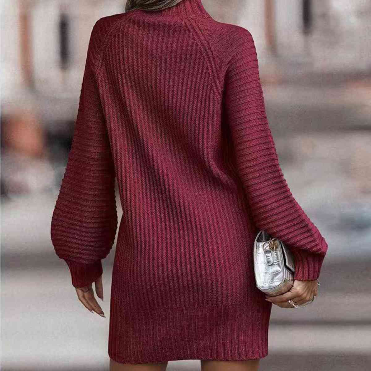 Lantern Sleeve Sweater Dress