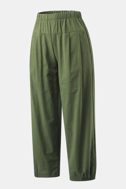 Elastic Waist Cropped Pants