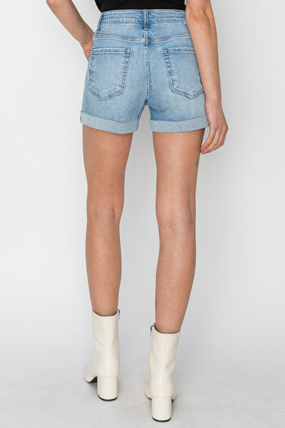 Distressed Waist Denim Shorts