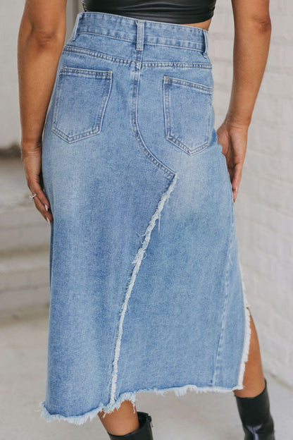 Slit Denim Skirt