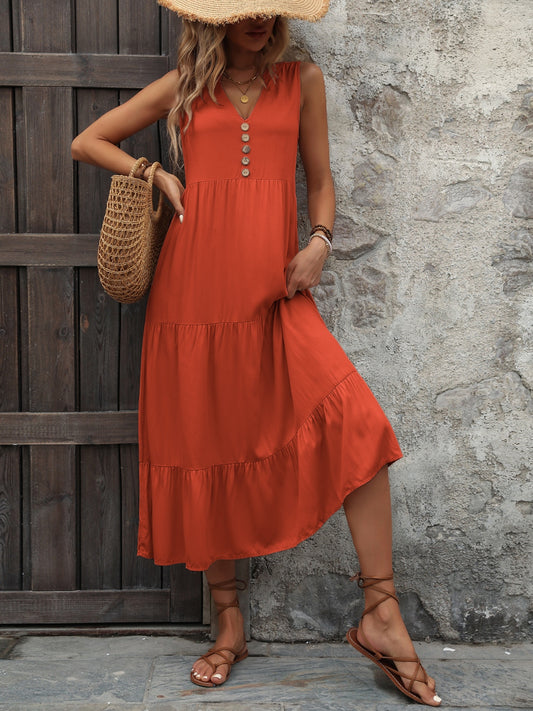 Button Notched Dress