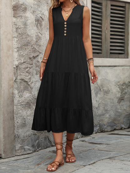 Button Notched Dress