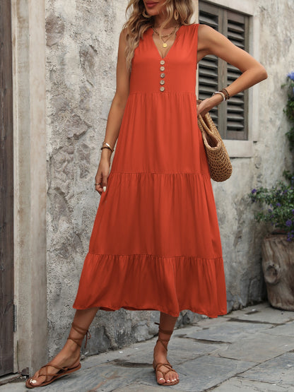 Button Notched Dress