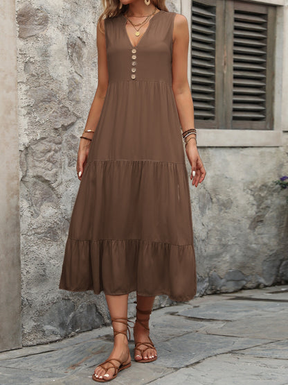 Button Notched Dress