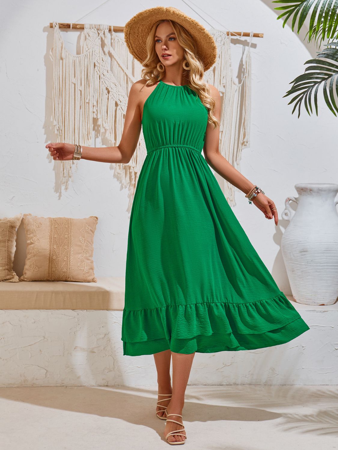 Ruffled Sleeveless Dress