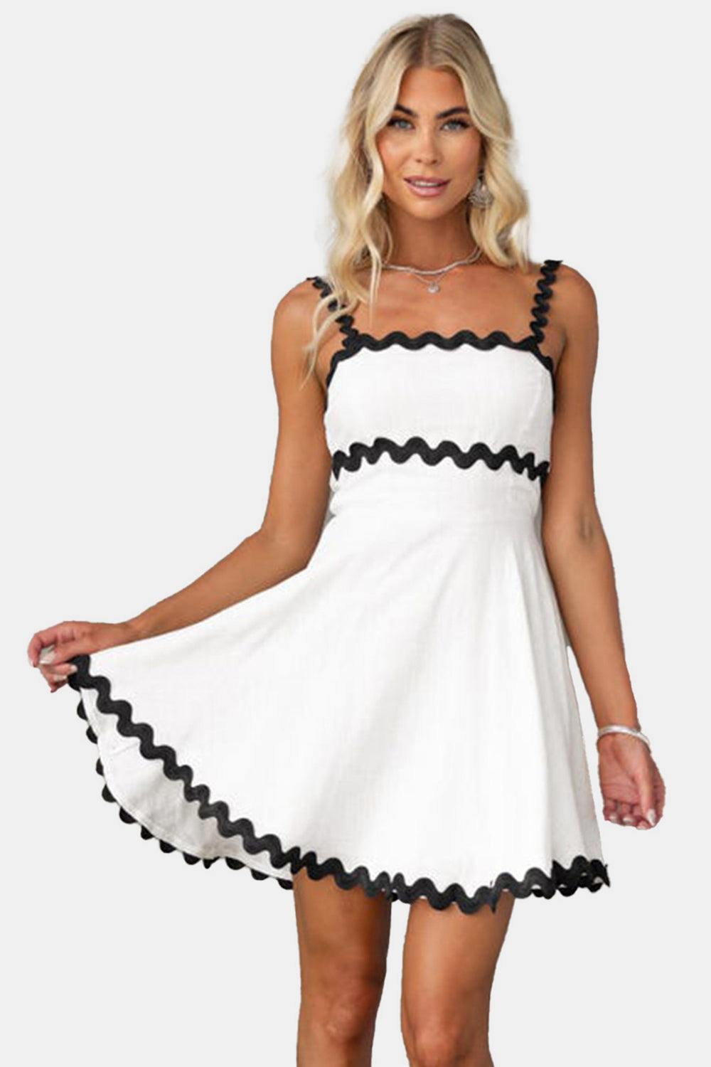 The Contrast Trim Mini Dress