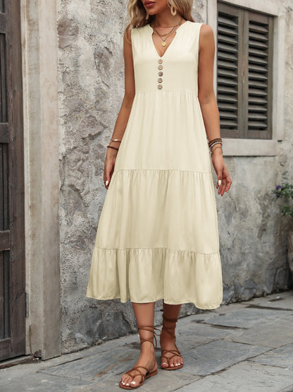 Button Notched Dress