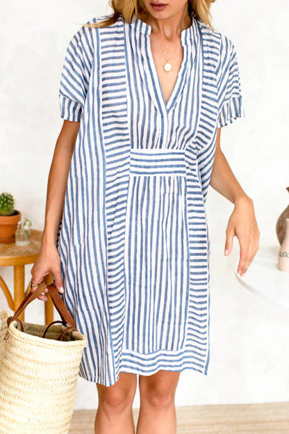 Striped Short Sleeve Mini Dress