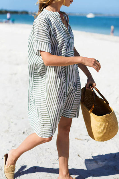 Striped Short Sleeve Mini Dress