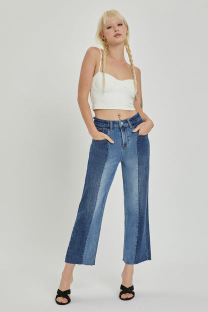 Mid-Rise Two-Tones Jeans
