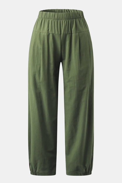 Elastic Waist Cropped Pants