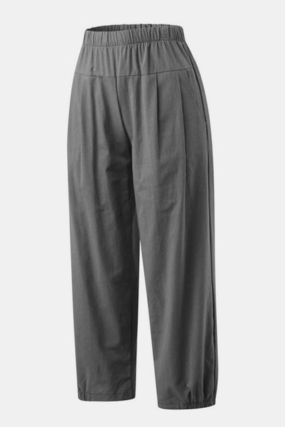 Elastic Waist Cropped Pants