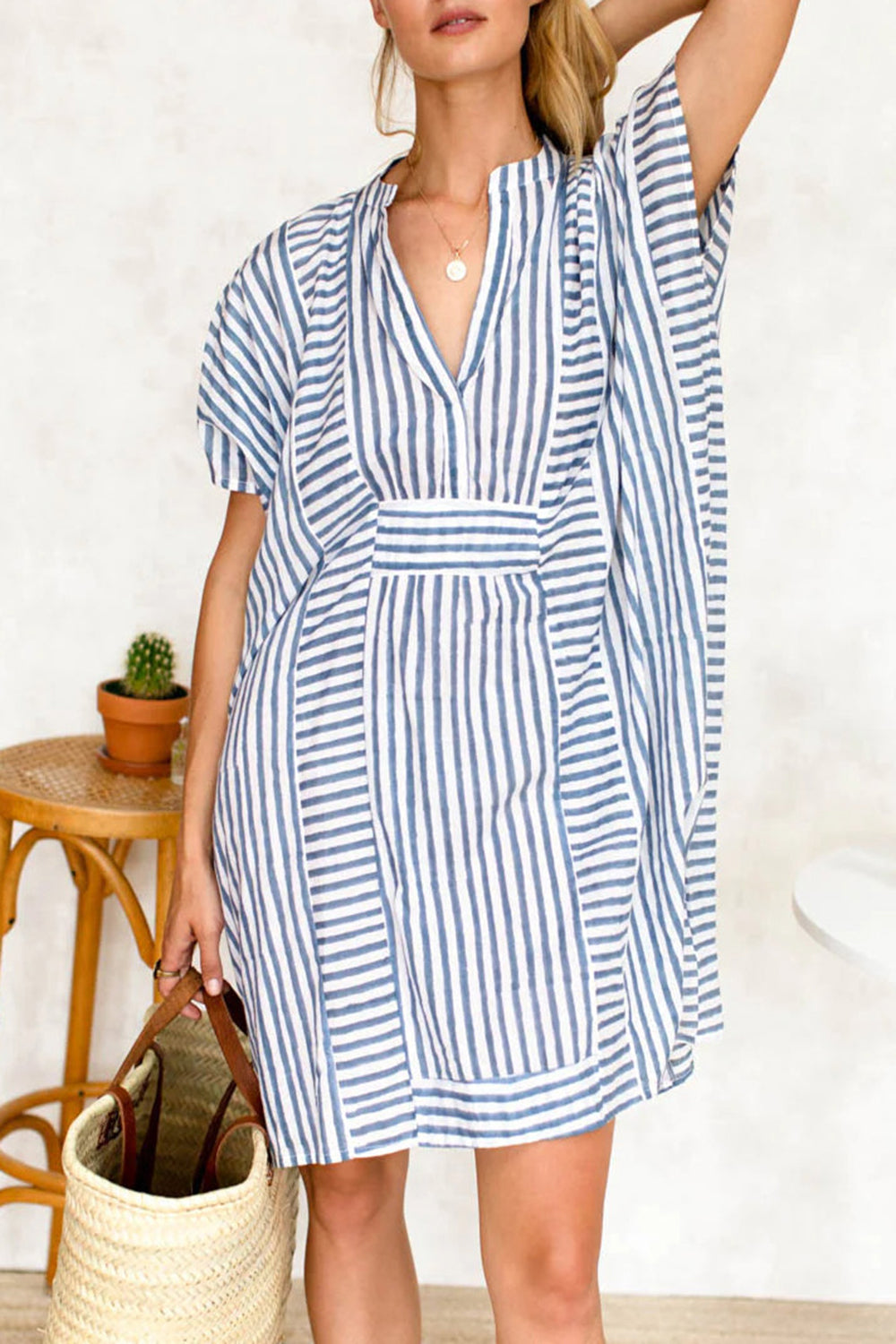 Striped Short Sleeve Mini Dress