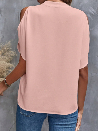 Notched Half Sleeve Blouse