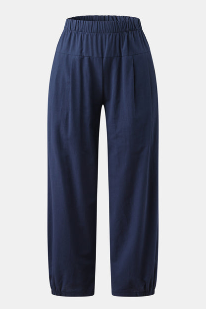 Elastic Waist Cropped Pants