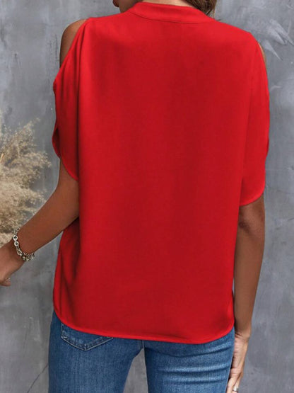 Notched Half Sleeve Blouse