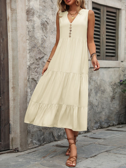 Button Notched Dress