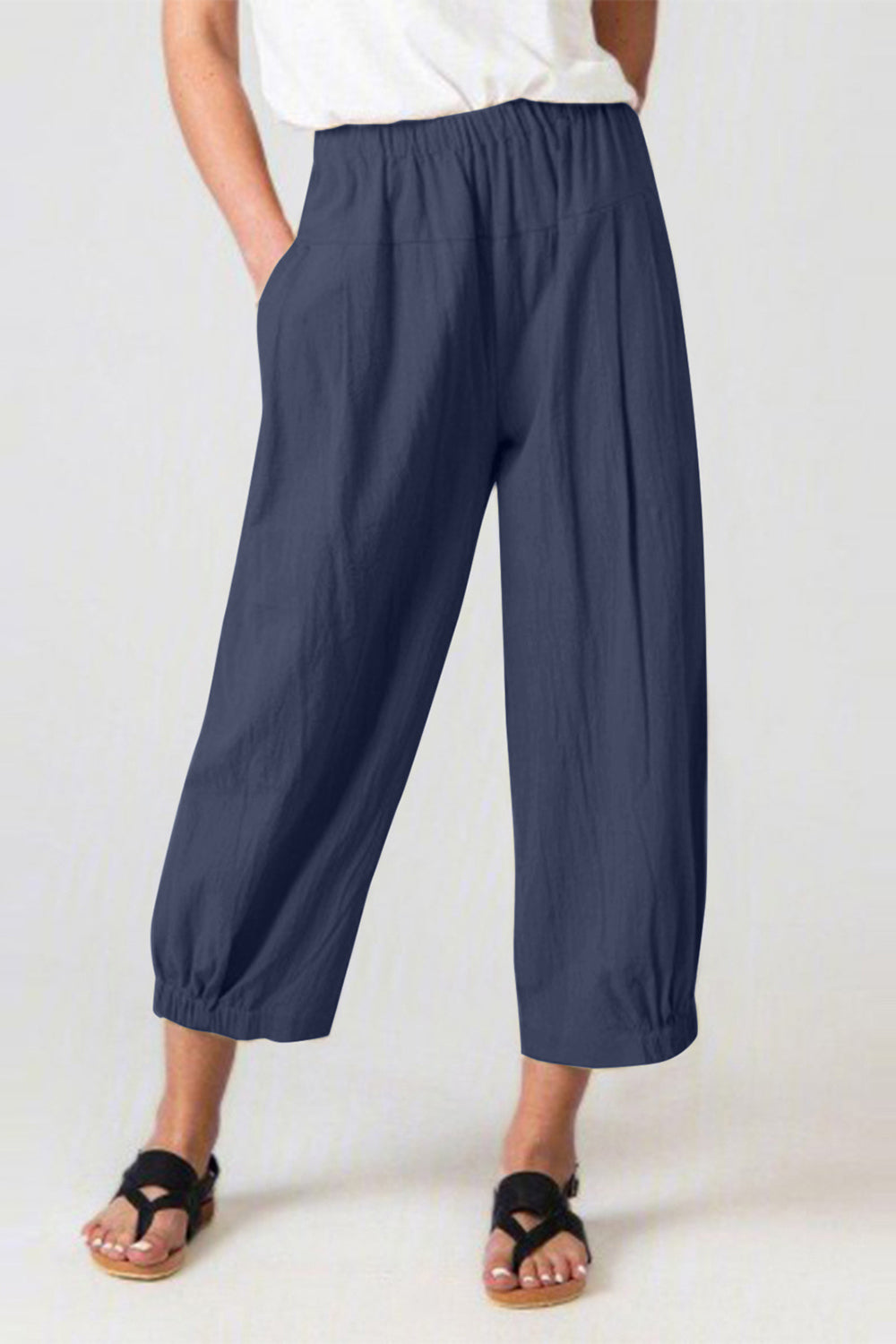 Elastic Waist Cropped Pants