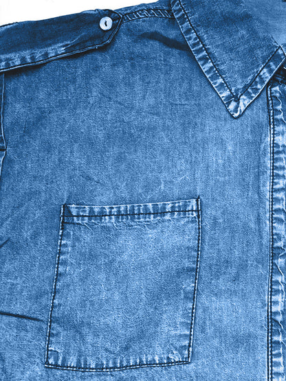 Collared Neck Denim Top